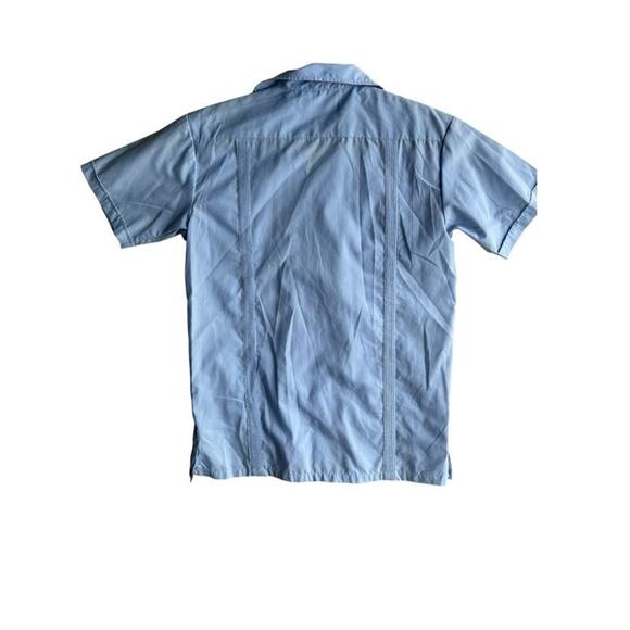 Silver Crest Mexican Cuban Guayabera Embroidered Baby Blue Size Medium 44" Chest - Picture 3 of 8